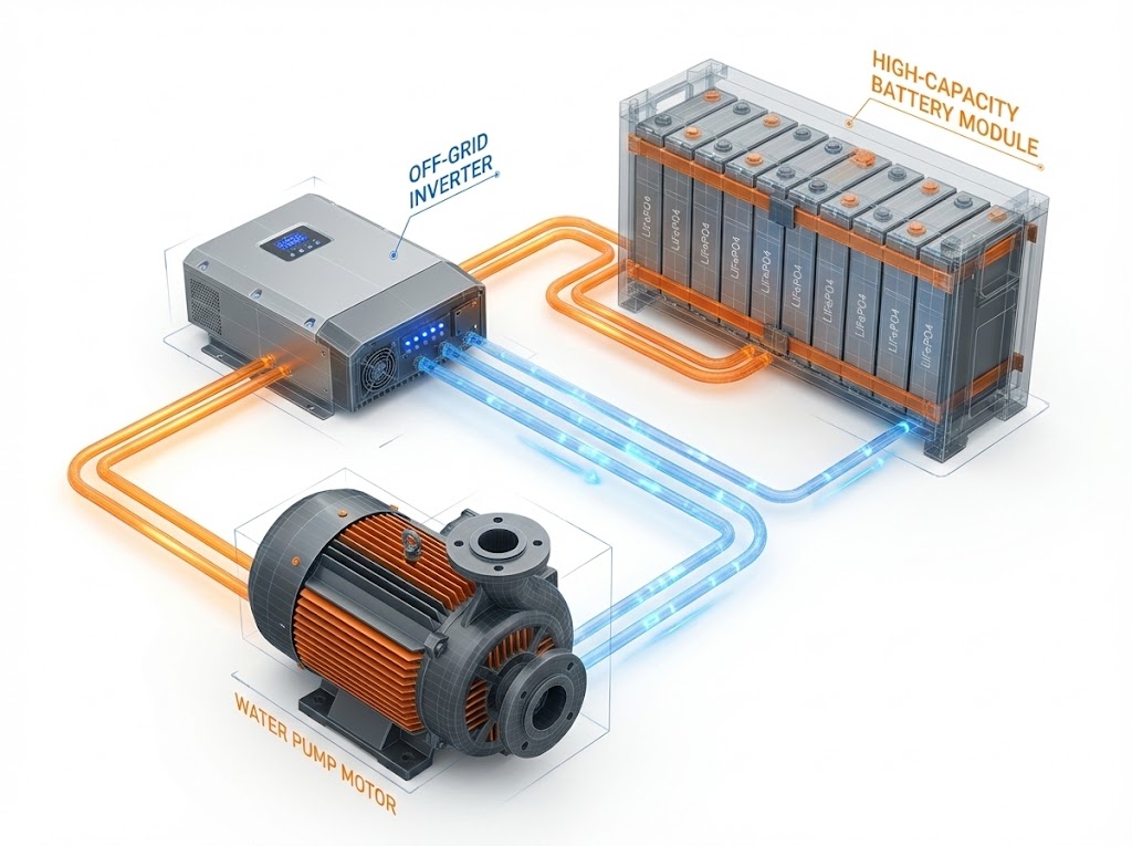 système-de-pompe-d'irrigation-à-énergie solaire-avec-batterie-lifepo4